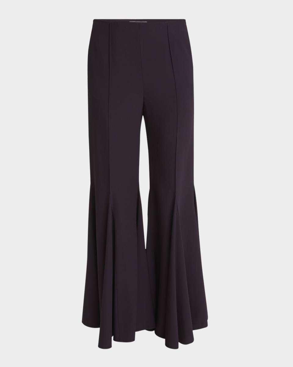 Mid-Rise Godet Flare Trousers